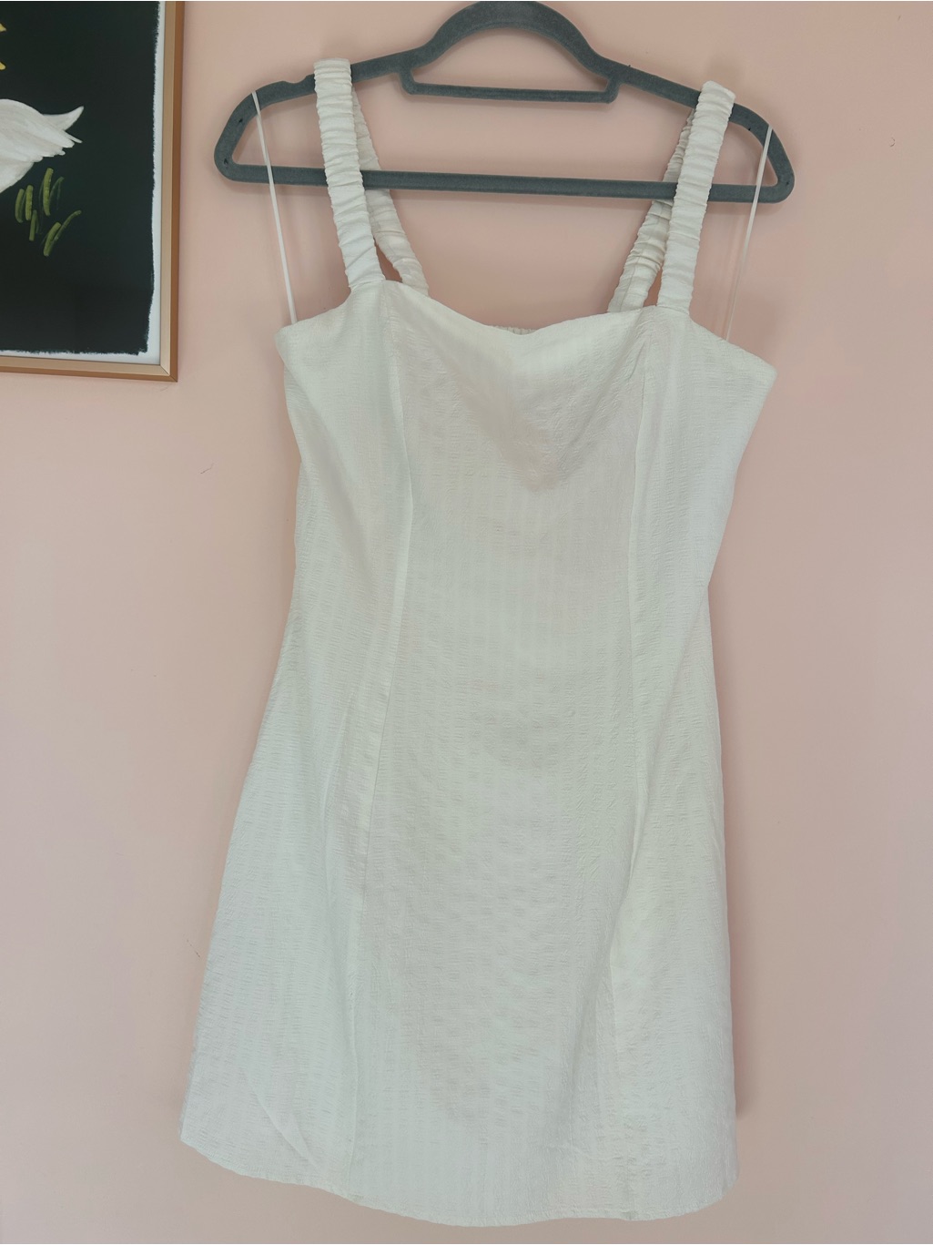 Sadie & Sage White Textured Sundress With Ruched Straps